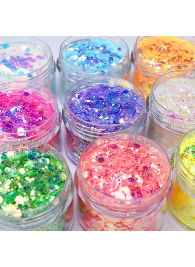 Litter Wenida 9 Colors 190G Iridescent Ultra Sparkle Opal Chunky Glitter Cosmetic Festival Makeup Powder For Nail Hair Eye Face