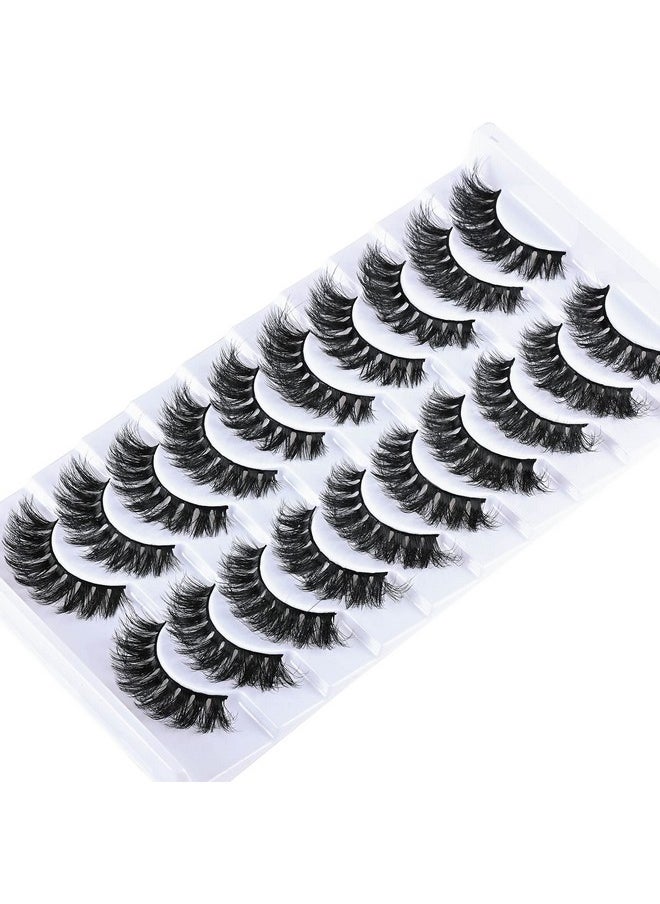 Natural Lashes Short False Eyelashes Wispy Mink Eye Lash Fluffy Wispies Eyelash Natural Look 10 Pairs Fake Lashes Pack Volume Lash Strips Pestañas