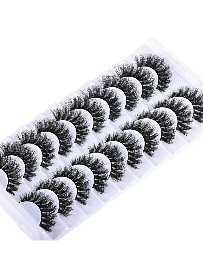 Natural Lashes Short False Eyelashes Wispy Mink Eye Lash Fluffy Wispies Eyelash Natural Look 10 Pairs Fake Lashes Pack Volume Lash Strips Pestañas