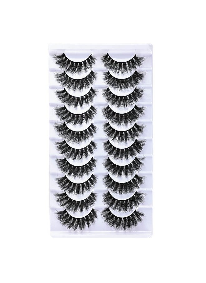 Natural Lashes Short False Eyelashes Wispy Mink Eye Lash Fluffy Wispies Eyelash Natural Look 10 Pairs Fake Lashes Pack Volume Lash Strips Pestañas