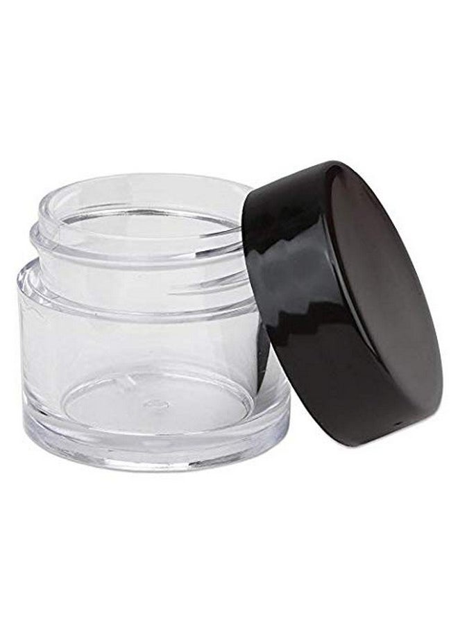 Beauticom 7 Gram / 7 Ml Thick Wall Round Leak Proof Clear Acrylic Jars For Beauty, Cream, Cosmetics, Salves, Scrubs (72 Pieces Bottom Clear Base + 72 Pieces Lids, Black)