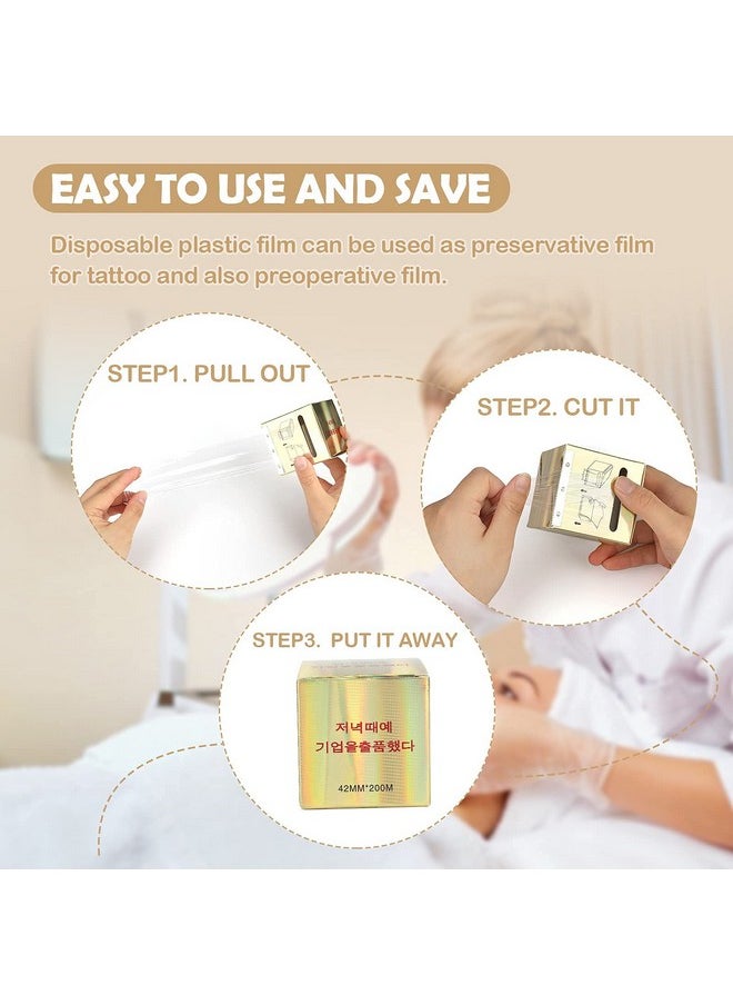 3 Pack Disposable Eyebrow Plastic Wrap Preservative Film, Make Up Supplies Wrap Cover Tape Roll - 600 Meters