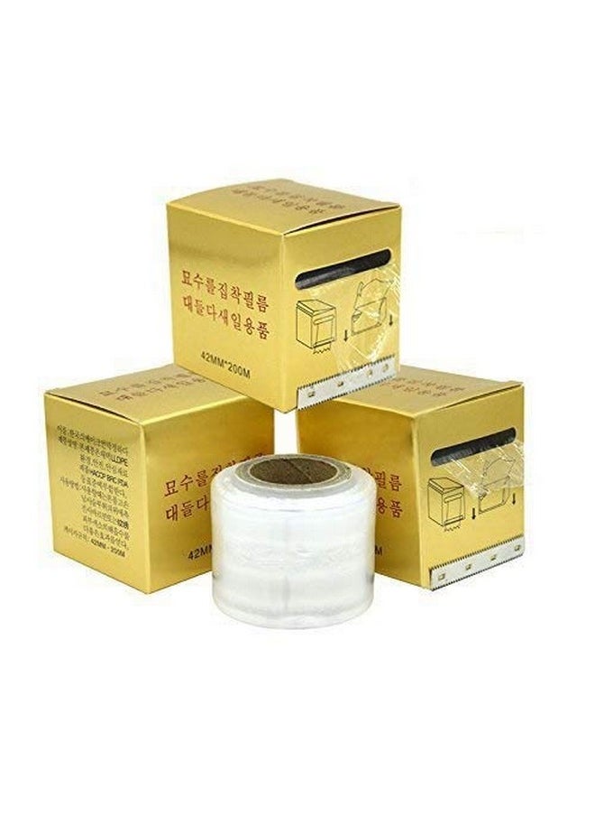 3 Pack Disposable Eyebrow Plastic Wrap Preservative Film, Make Up Supplies Wrap Cover Tape Roll - 600 Meters