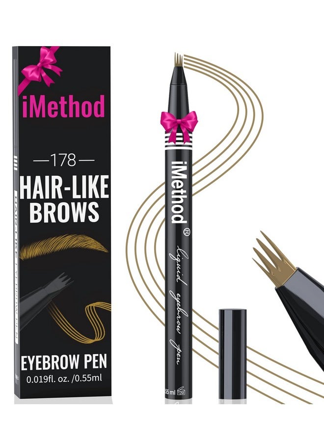 Eyebrow Pen - Eyebrow Pencil With Micro 4-Fork Tip, Microblading Eyebrow Pen For Natural Hair-Like Brows, Long-Lasting Eye Brow Pencils For Women, Smudge-Proof, Light Brown