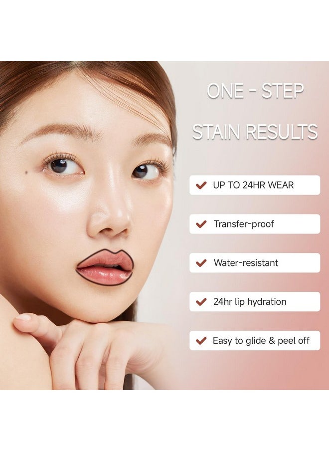 Lip Stain Set,Peel Off Lip Liner Stain And Lip Care Oil,Transfer Proof,Long Lasting And Waterproof Lip Tint,Matte Finsh,Lip Combo,02 Gray Pink