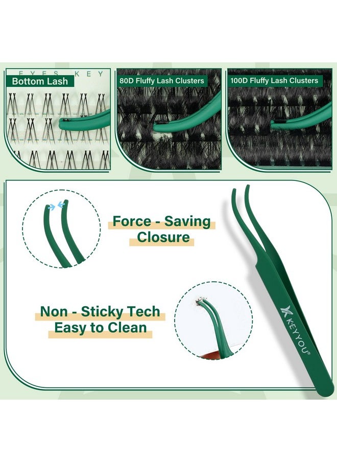 Lash Extension Kit With Bottom Lashes Mixed 5-18Mm 80D 100D Eyelash Extension Kit Multi-Type Lash Clusters With Bond And Seal Applicator Remover Diy At Home