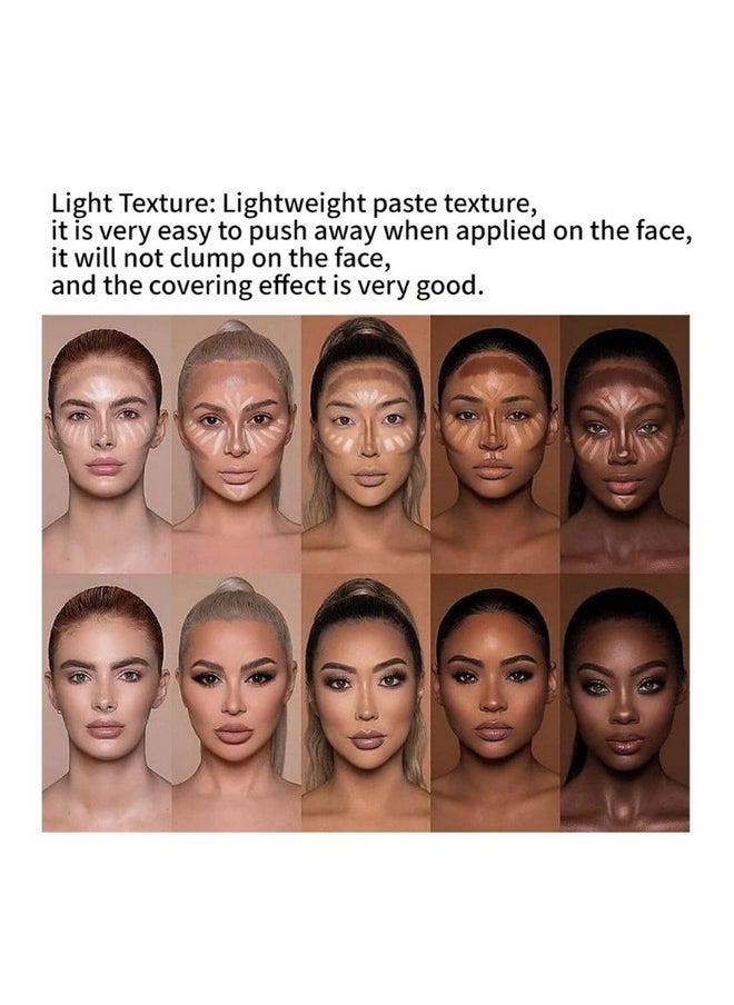 Sional Makeup Cream Contour Palette, Joyeee 10 Colours Concearler Full Coverage & Makeup Brush Set Contour Concearler Palette Contouring Face Make Up Gift For Women Girls