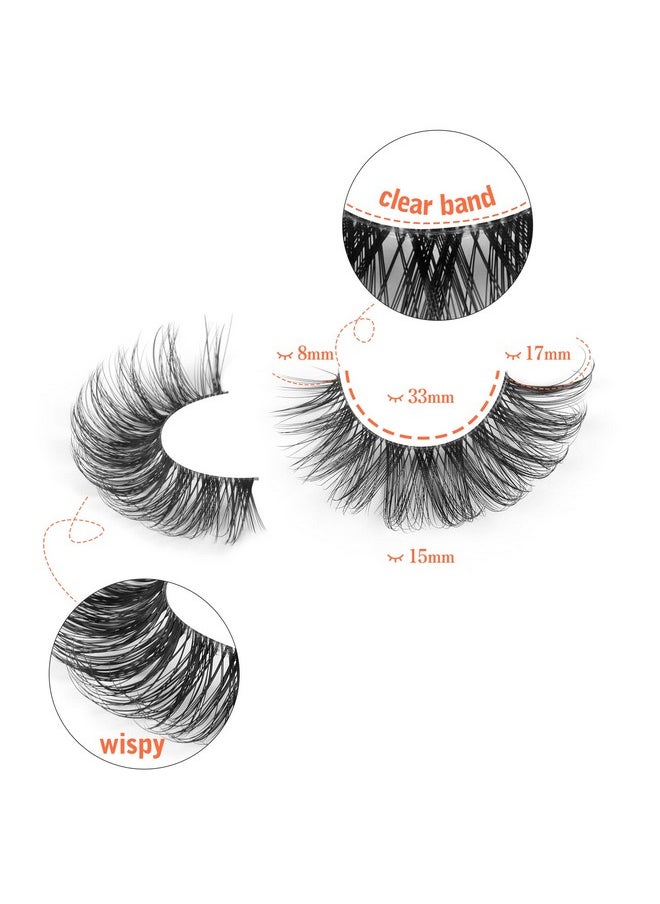 Lashes Natural Look Wispy Mink Eyelashes Fluffy 16Mm Cat Eye Lashes Pack 5D 10 Pairs Fake Eyelashes By Tnfvloneins