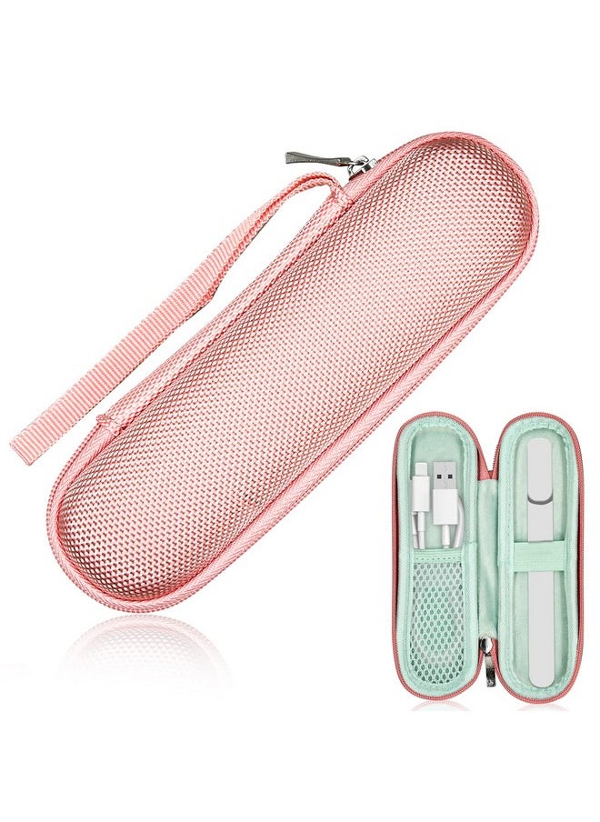 Portable Hard Carrying Case For Solowave 4 In 1 Facial Wand, Solawave Wand For Face Protective Bag Storing Usb Cable, Hard Case Facial Wand With Zipper And Hanging Rope (Pink)