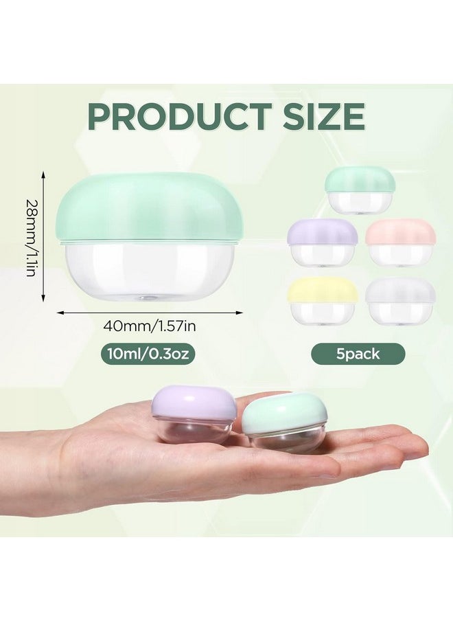 Leak Proof Mini Travel Jars, Travel Containers For Creams With Lids And Labels, Travel Bottles Lip Balm Cosmetic For Jewelry Case Toiletries Moisturizer Plastic Small Jar 5 Pcs 10Ml