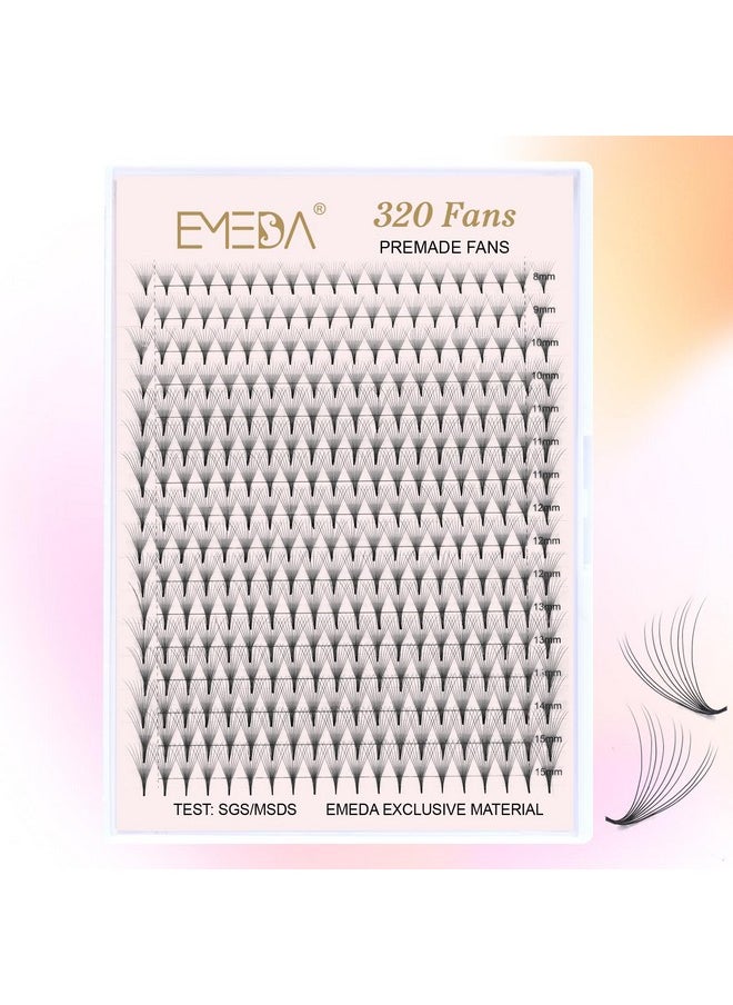 320 Fans Premade Lash Fans Pointy Thin Base Xl Boxes Premade Fans Eyelash Extensions Stable D Curl Lash Extension Premade Fans Pre Fanned Volume Lash Extensions (10D-0.07-D-8-15Mm)