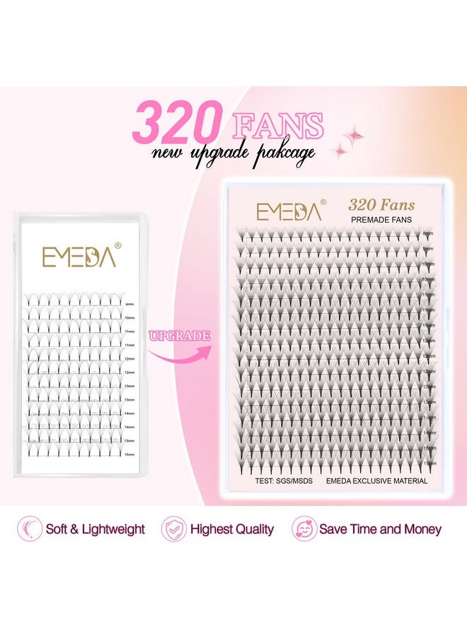 320 Fans Premade Lash Fans Pointy Thin Base Xl Boxes Premade Fans Eyelash Extensions Stable D Curl Lash Extension Premade Fans Pre Fanned Volume Lash Extensions (10D-0.07-D-8-15Mm)