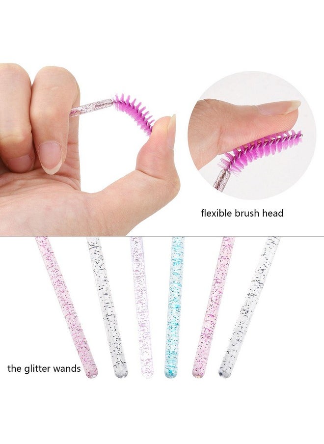 20Pcs Eyelash Brushes Disposable Crystal Eyebrow Brush Spoolies For Eyelash Extensions With Cover