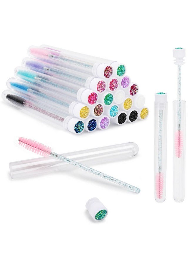 20Pcs Eyelash Brushes Disposable Crystal Eyebrow Brush Spoolies For Eyelash Extensions With Cover