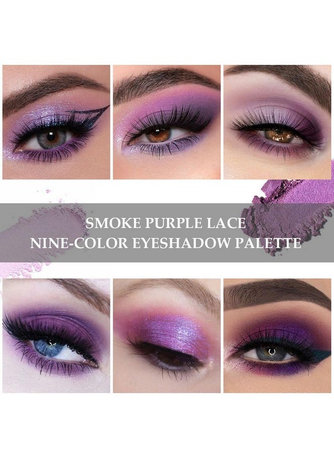 9Colors Purple Smokey Eye Shadow Palette Makeup,Highly Pigmented Eyeshadow Palette Dark Black Purple,Lavender Mauve Dark Purple Eyeshadow Long Lasting Waterproof Hypoallergenic Purple Makeup