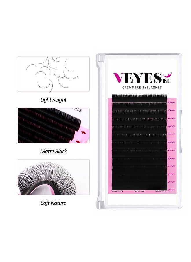 Cashmere Volume Lash Extensions C Cc D Dd Ld L B J M Curl 0.03-0.20 Thickness 5-25Mm, Super Matte Black Individual Eyelashes Tray, Professional Supplies For Lash Techs (0.05 D 8-16Mm)