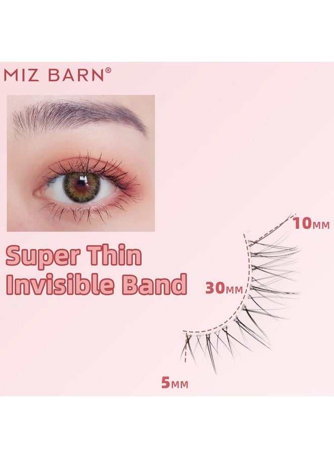 Daily Lashes 4 Pairs Natural Look False Eyelashes, Natural Soft Lightweight Comfortable Short Lashes Strip Cross Clear Band Handmade Fake Eyelashes(Gt02)