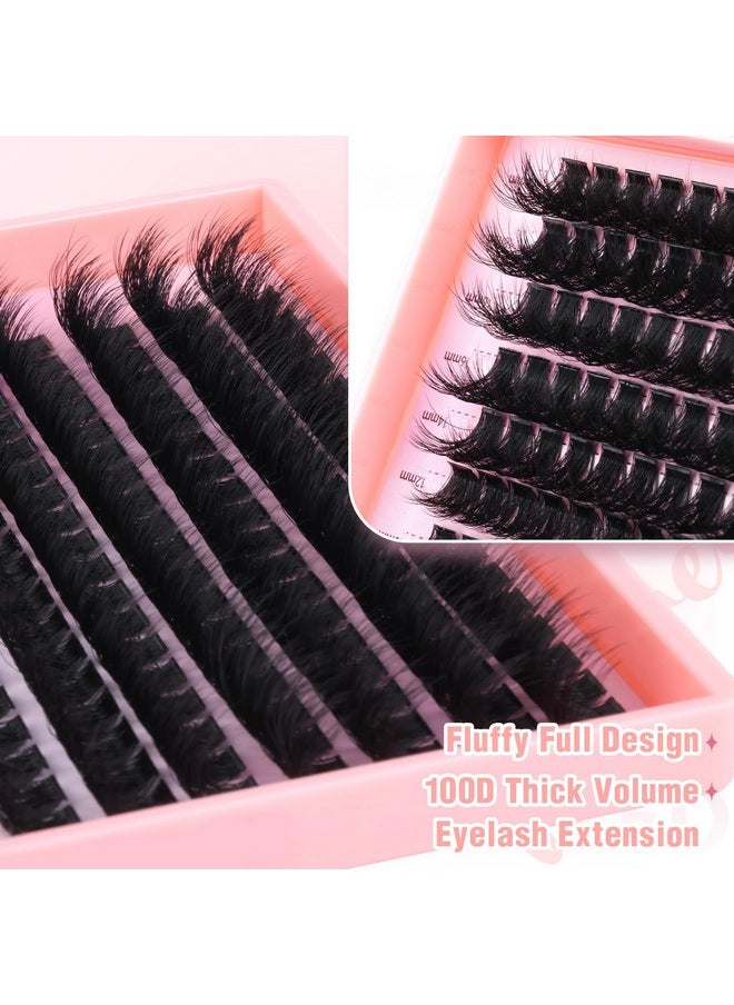 Fluffy Eyelash Clusters 100D Lashes Clusters Individual Lashes Thick Volume Lash Clusters 10-18Mm Eyelash Extension D Curl Mink Lashes Extension Diy For Beginners