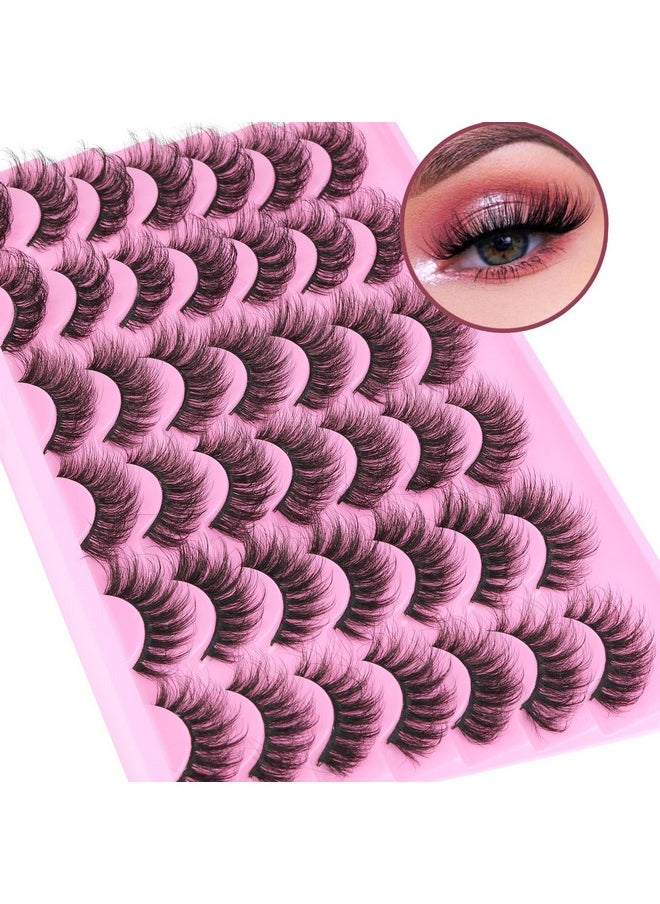 False Eyelashes Natural Mink Lashes Fluffy Wispy Cat Eye Lashes Natural Look 5D Extension Faux Mink Eyelashes Pack 12-18Mm Strip Fake Eyelashes 21 Pairs 3 Styles