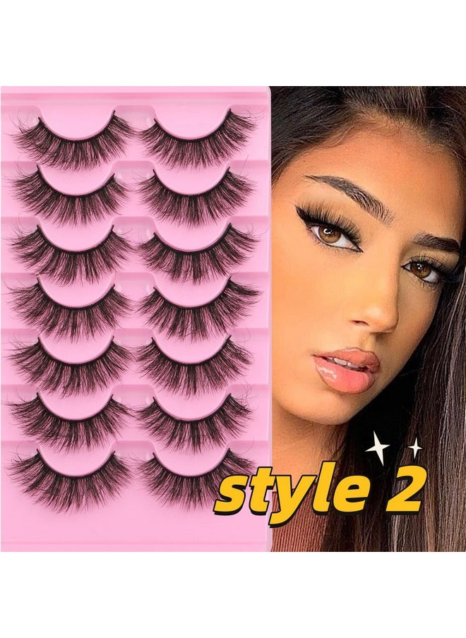 False Eyelashes Natural Mink Lashes Fluffy Wispy Cat Eye Lashes Natural Look 5D Extension Faux Mink Eyelashes Pack 12-18Mm Strip Fake Eyelashes 21 Pairs 3 Styles