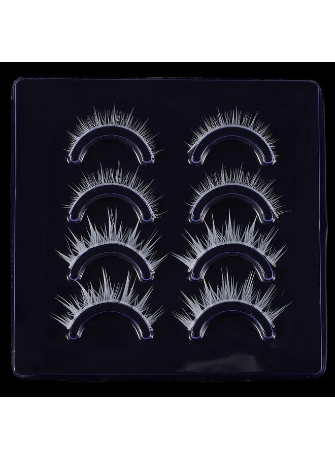 White False Eyelashes Halloween White Eye Lashes Extension Tools Anime Cosplay Makeup Natural Looking Masquerade Party Eyelashes (A05-White Manga Lashes 4 Pairs(Upper&Bottom))