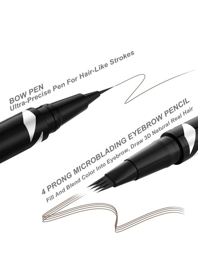 Eyebrow Pen,2-In-1 Dual-Ended Waterproof Eyebrow Pencil,With 4 Tip Microblading Eyebrow Pen And Ultra-Precise Brow Pencil,Dual-Ended Eyebrow Brush,Eyebrows Makeup For Natural Looking-Dark Brown