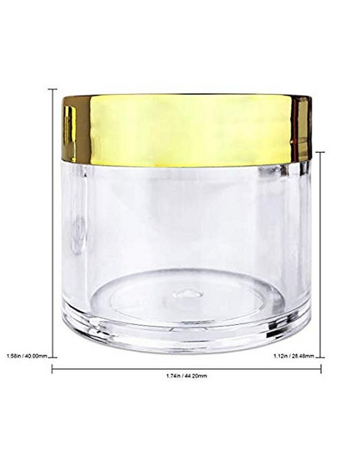 Beauticom 30G/30Ml (1 Fl. Oz.) Double Wall Clear Plastic Leak Proof Jars With Flat Top Lids For Creams, Lotions, Make Up, Powders, Glitters, And More... (Color: Metallic Gold, Pieces: 12)