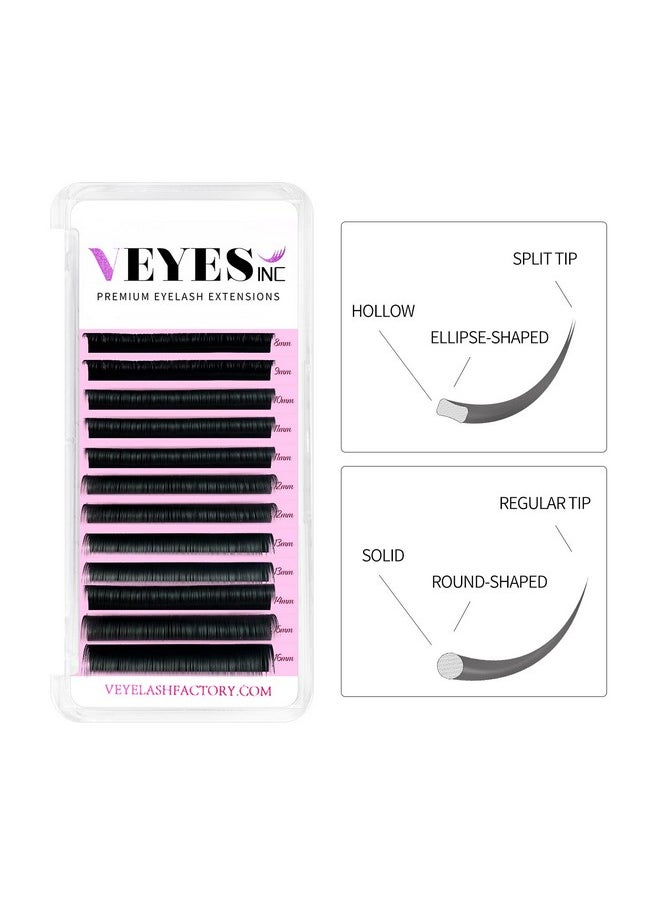 Ellipse Flat Lash Extension 0.15/0.20 | C/Cc/D Curl | 8-20Mm Mix & Single Length Tray, Professional Eyelash Extension Supplies, Matte Black (0.20 D 8-16Mm)