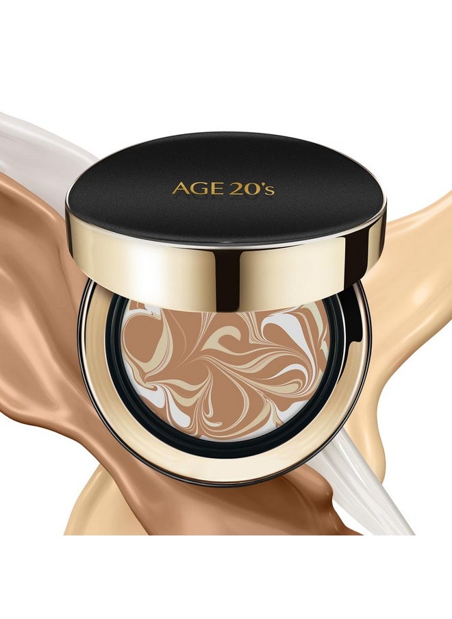 Age20'S Signature Essence Pact Spf 50+ | Cream Foundation, Dewy Finish, Natural Coverage | Korean Cushion Foundation | 1 Refill Included | 27 Medium