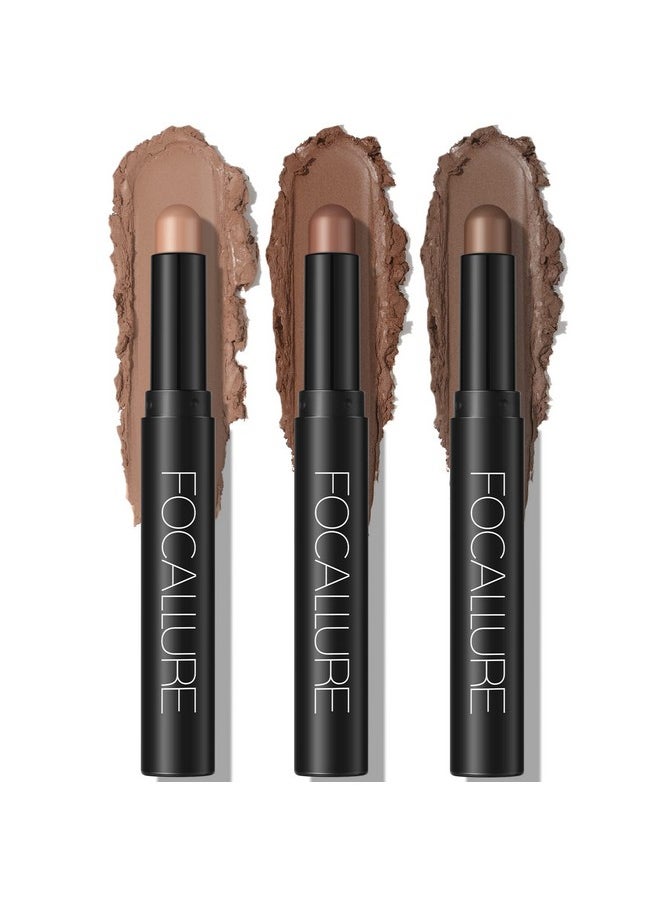 3 Pcs Cream Eyeshadow Stick,Matte Eyeshadow Pencil Crayon,Crease-Proof Eye Shadow Brightener Stick Sets,Long Lasting Eye Shadow Highlighter Stick Make Up (Oh So Nude)