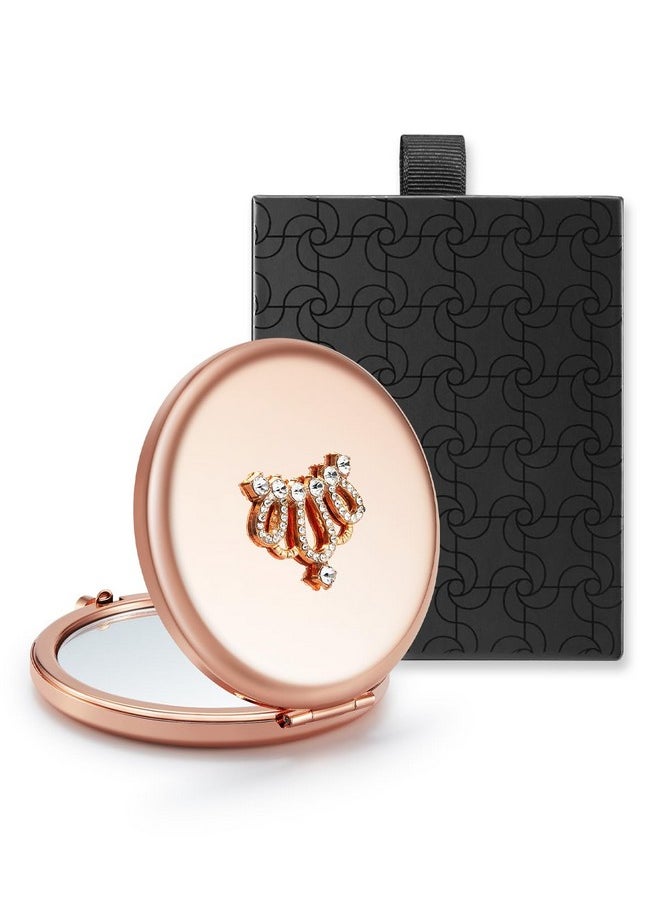 1X/10X(300R) Magnifying Compact Mirror, Gift For Women, Small Unique Birthday Gift For Her Girlfriend Wife Mom Best Friend Sister Daughter Coworker (Rose Gold, Crown Engraved)