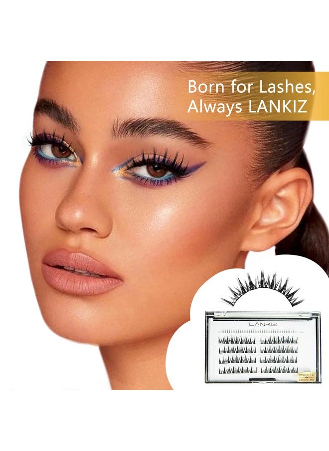 Manga Lashes, 112Pcs Lash Clusters, Diy Lash Extesnions With Bottom Lashes, Natural Look Cosplay Manga Eyelashes,72 Pcs Cluster Lashes With 40 Pcs Bottom Lashes