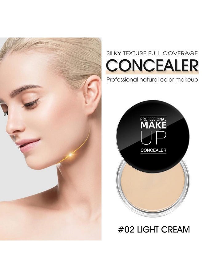 Cream Concealer Full Coverage Makeup, Matte Color Correcting Concealer With Brush, Waterproof, Conceals Blemish, Pores And Spots, Under Eye Makeup Concealer For Dark Circles (#02 Light Cream)