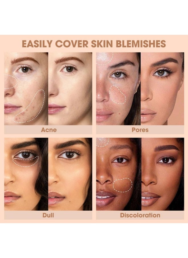Cream Concealer Full Coverage Makeup, Matte Color Correcting Concealer With Brush, Waterproof, Conceals Blemish, Pores And Spots, Under Eye Makeup Concealer For Dark Circles (#02 Light Cream)