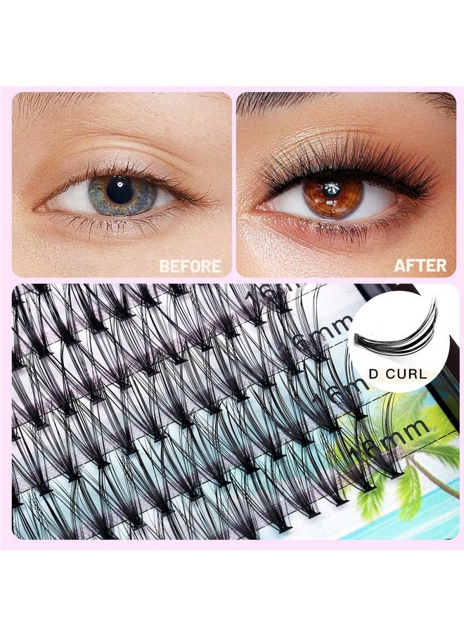 200Pcs Handmade Individual False Eyelashes Thickness 0.07Mm D Curl Mixed 10-12-14Mm /11-13-15Mm/12-14-16Mm/16-18-20Mm 3D Volume Cluster Eye Lashes Etensions (12-14-16Mm)