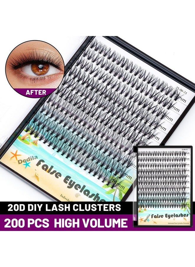 200Pcs Handmade Individual False Eyelashes Thickness 0.07Mm D Curl Mixed 10-12-14Mm /11-13-15Mm/12-14-16Mm/16-18-20Mm 3D Volume Cluster Eye Lashes Etensions (12-14-16Mm)