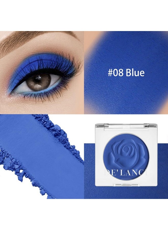 Blue Eyeshadow Matte Palette, Highly Pigmented Gemstone Blue Eye Shadow Single, Ultra-Blendable, Intense Color, Blue Face Body Paint Christmas Halloween Smurf Mystique Cosplay Daily Makeup