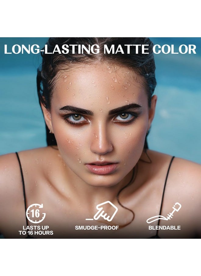 Eyebrow Stamp And Eyebrow Stencil Kit, 24 Reusable Brow Shape, Sweatproof Eyebrow Powder, Long-Lasting, Easy To Use, Filling And Shaping Perfect Eyebrow Makeup, Dark Brown