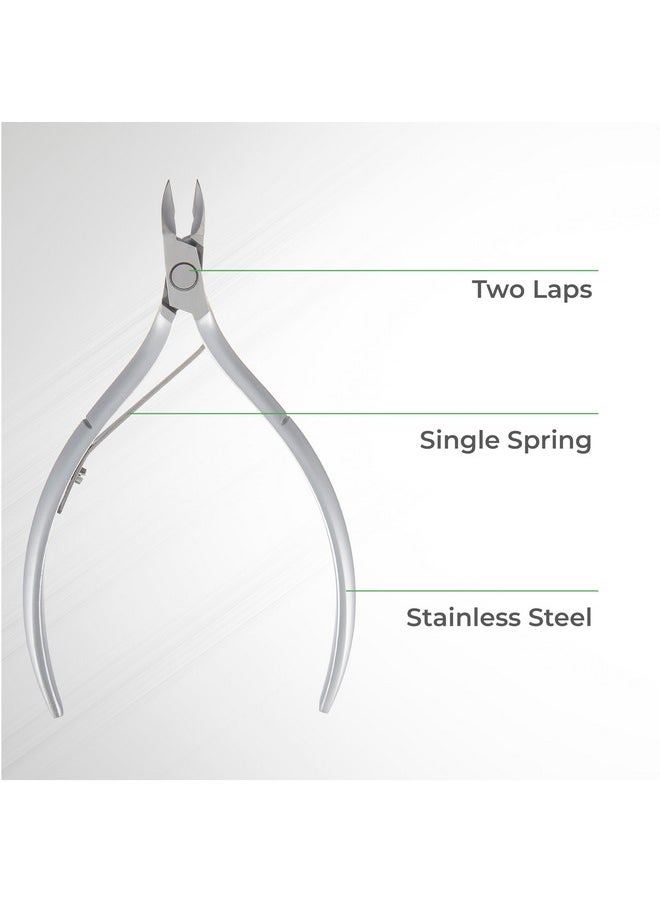 Cuticle Nipper - D-08 Jaw 16 | Stainless Steel | Durable And Sharp | Ergonomic Design | Grey Plated | Ideal For Salons And Home Use