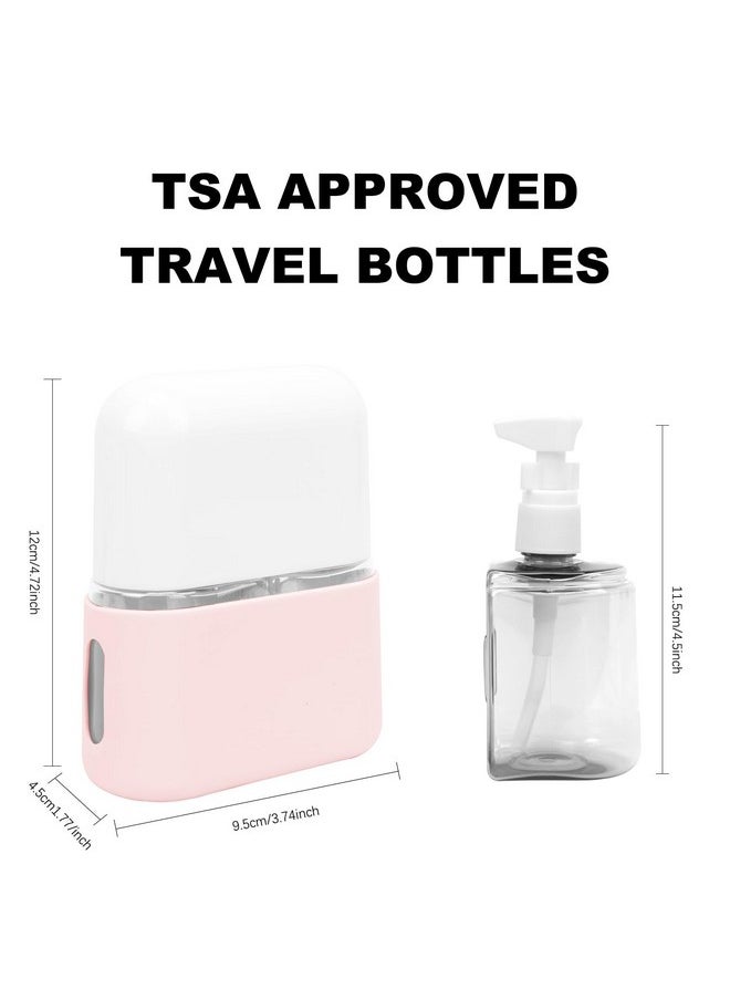 Travel Bottles, Travel Size Toiletries - Leak Proof Refillable Tsa Approved Travel Bottles, 2 In 1 Travel Containers With Labels Airplane Accessories Kits For Lotion Liquid (Pink)