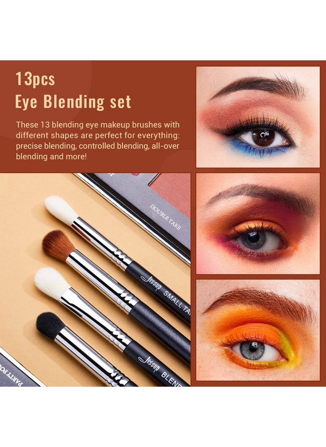 Eye Makeup Brushes Set Professional Blending Brush For Makeup Eyeshadow 13Pcs Premium Synthetic Blender Brush Makeup Black T338