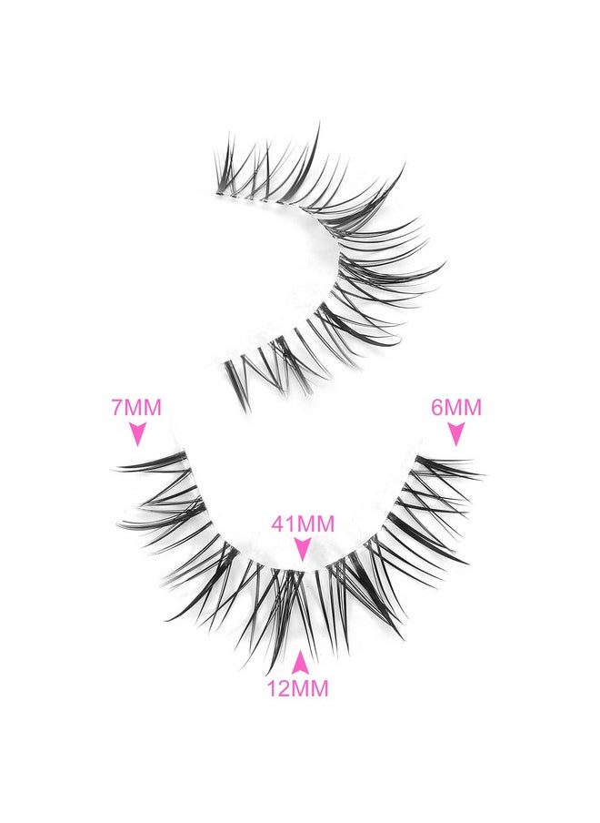 10 Pairs Manga Lashes Natural Look Clear Band False Eyelashes Wispy Faux Mink Lashes Anime Eyelashes Asian Korean Cosplay Lashes(Y23 Wet Look|6-12Mm)