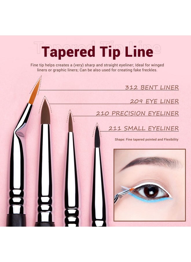 Eyeliner Brush Set, Professional Eye Liner Makeup Brushes 11Pcs, Angled Flat Definer Ultra Fine Bent Pencil Point Eyeliner Brushes For Precision Liner, T324