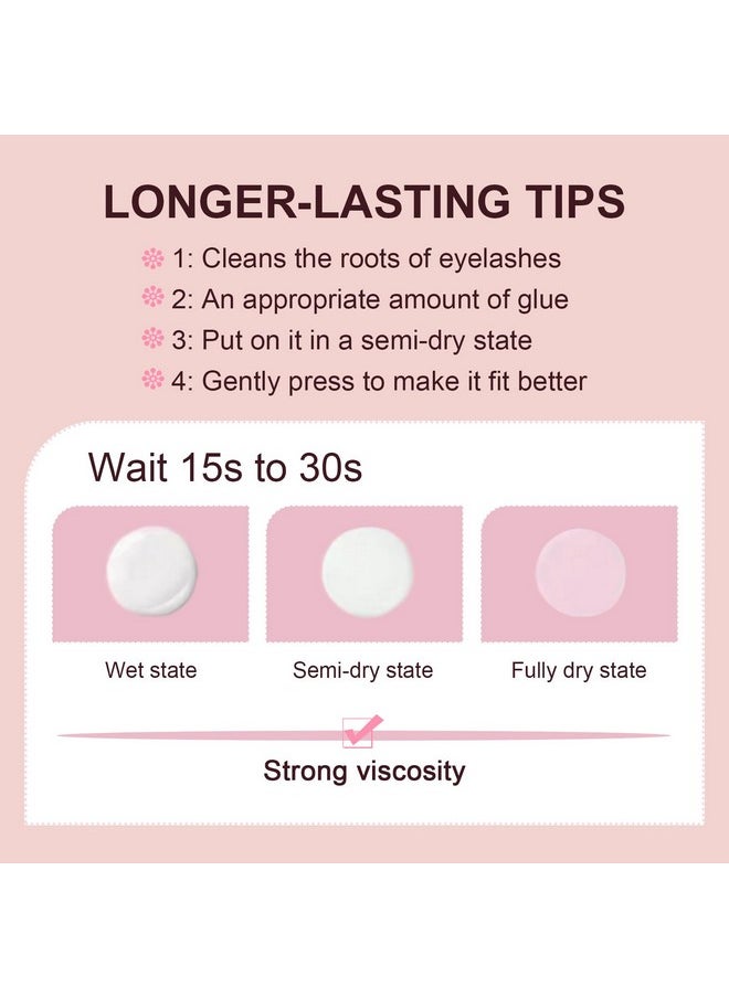 Eyelash Glue 4Pcs 20G/0.68 Oz Clear Lash Glue, Waterproof, Super Strong Hold, Latex Free, Hypoallergenic, Formaldehyde-Free White Strip Eyelash Adhesive Emeda