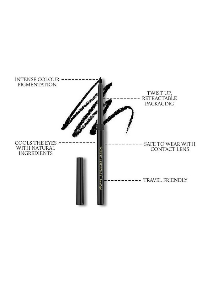 Gulaab Khaas Kajal | Charcoal Black | Twist-Up, Retractable Pencil | Natural Kajal With Intense Colour | Soothes, Brightens & Cools Eyes | Natural Makeup | 0.3 G
