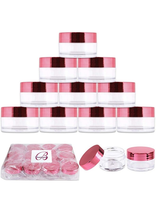 Beauticom 20G/20Ml Usa Acrylic Round Clear Jars With Lids For Lip Balms, Creams, Make Up, Cosmetics, Samples, Ointments And Other Beauty Products (12 Pieces, Rose Gold Lid (Flat Top))