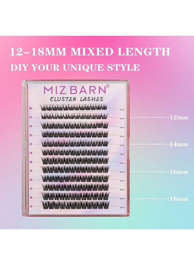 Lash Clusters 144Pcs Lash Extension D Curl Eyelash Clusters, 12-18Mm Individual Lashes Fluffy False Eyelashes Clusters Diy At Home (D-12-18 Mix)(Diy-11 Mix)