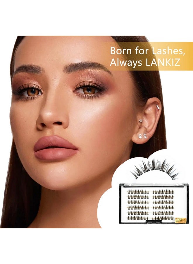 Manga Lashes Individual, Brown Anime Lash Clusters, Doll Manhua Eyelashes, Spiky Individual Lashes Natural Diy Wispy Manga Lash Clusters, False Lash Extension At Home