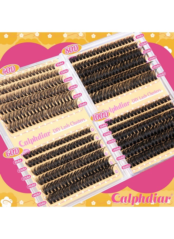 Lash Clusters 40D+60D+80D+100D Eyelash Clusters 474Pcs Individual Lashes D Curl Cluster Eyelash Extensions 8-16Mm Wispy Lashes Clusters Fluffy False Mink Eyelashes Diy Lash Extension At Home