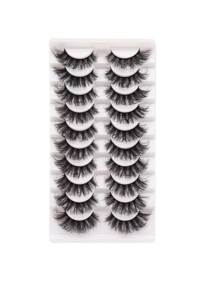 Lashes Fluffy Wispy Faux Mink Eyelashes Criss-Cross False Lashes 10 Pairs Pack Fake Eyelashes For Women (Y51)